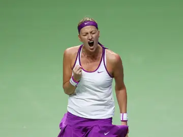 Kvitova celebra su victoria sobre Sharapova Kvitova celebra su victoria sobre Sharapova