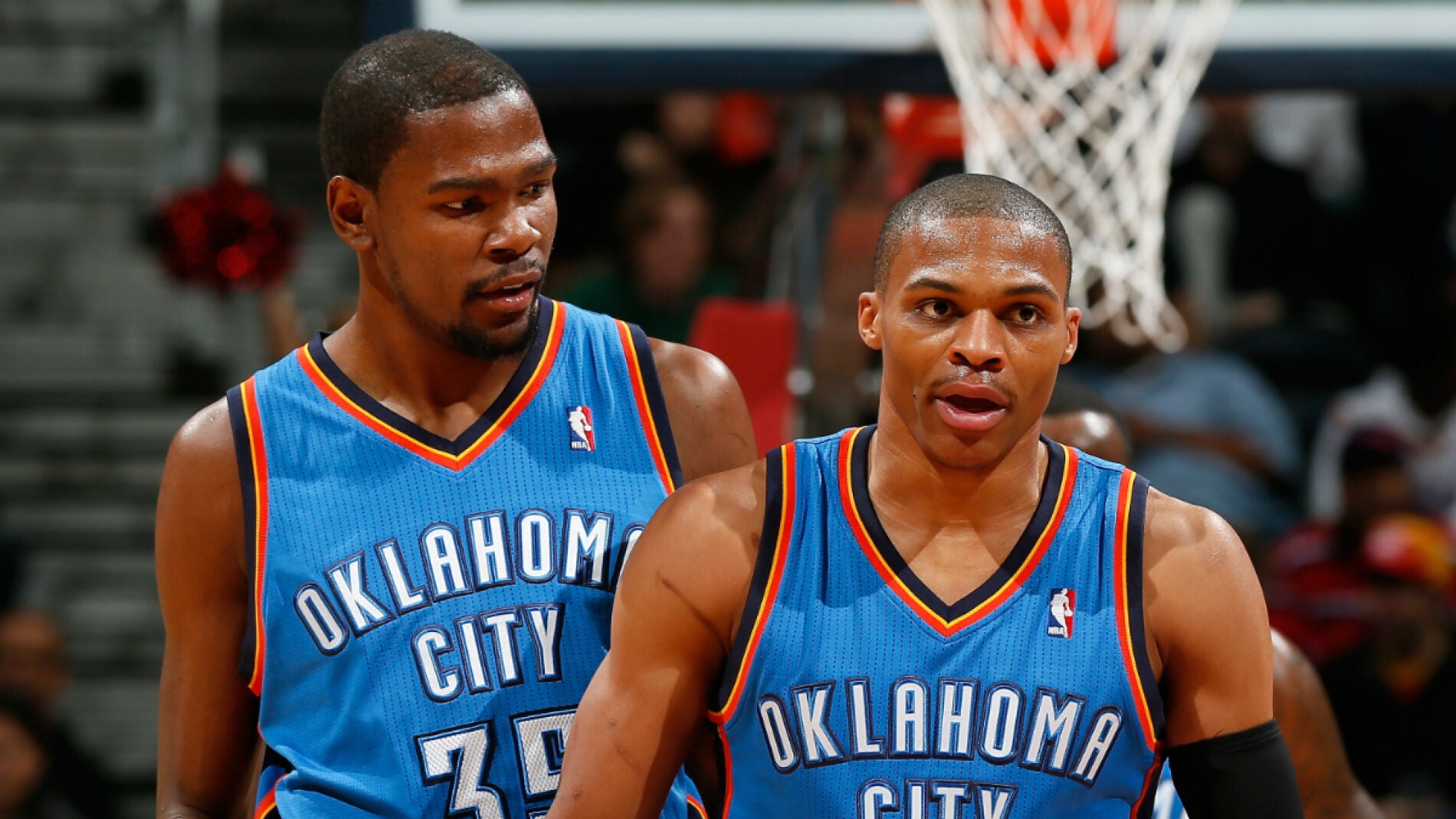 Kevin Durant y Russell Westbrook, durante el partido