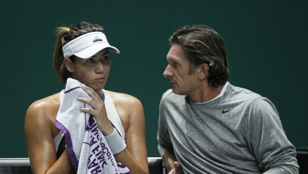 Garbiñe Muguruza, en su banquillo