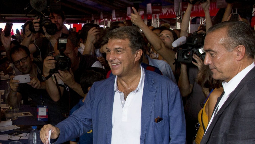 Laporta, durante las elecciones del Barcelona
