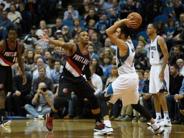 Ricky Rubio, en acción ante Portland