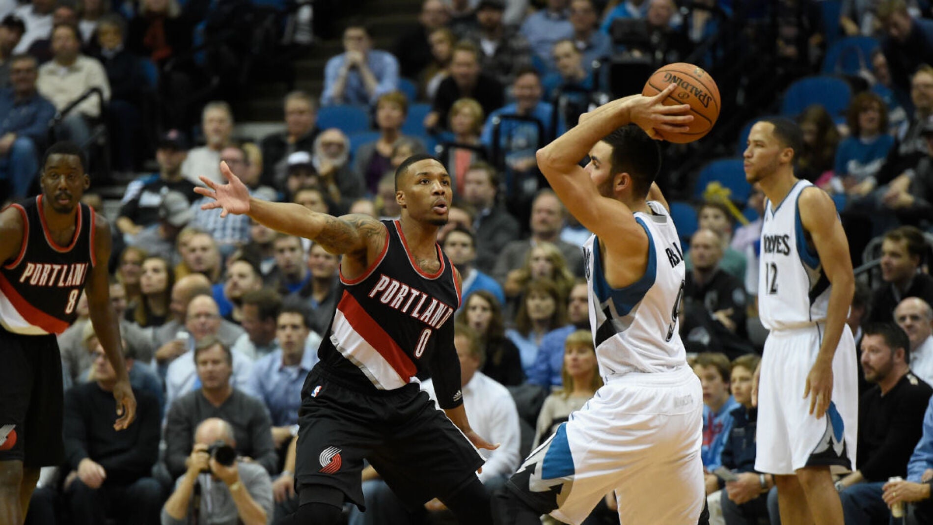 Ricky Rubio, en acci&oacute;n ante Portland