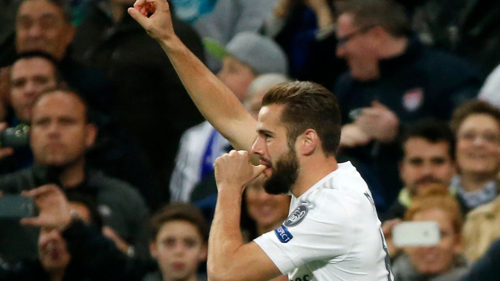 Nacho, celebrando su gol ante el PSG