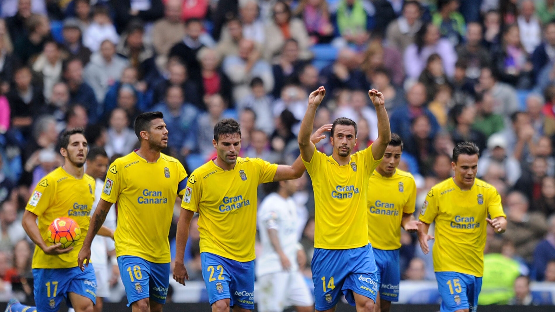 Las Palmas celebrando el gol ante el Real Madrid