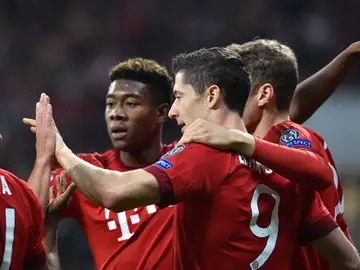 Lewandowski celebra su tanto ante el Arsenal Lewandowski celebra su tanto ante el Arsenal