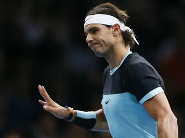 Nadal se lamenta tras un punto ante Wawrinka Nadal se lamenta tras un punto ante Wawrinka