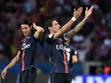 Di María celebra su gol c9on el público parisino Di María celebra su gol c9on el público parisino