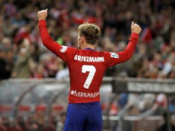 Griezmann celebra el gol de la victoria frente al Sporting