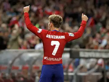 Griezmann celebra el gol de la victoria frente al Sporting Griezmann celebra el gol de la victoria frente al Sporting