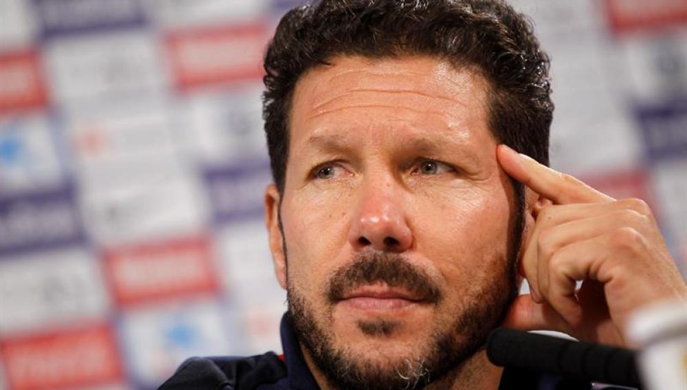 Diego Pablo Simeone en rueda de prensa, tras el partido frente al Sporting