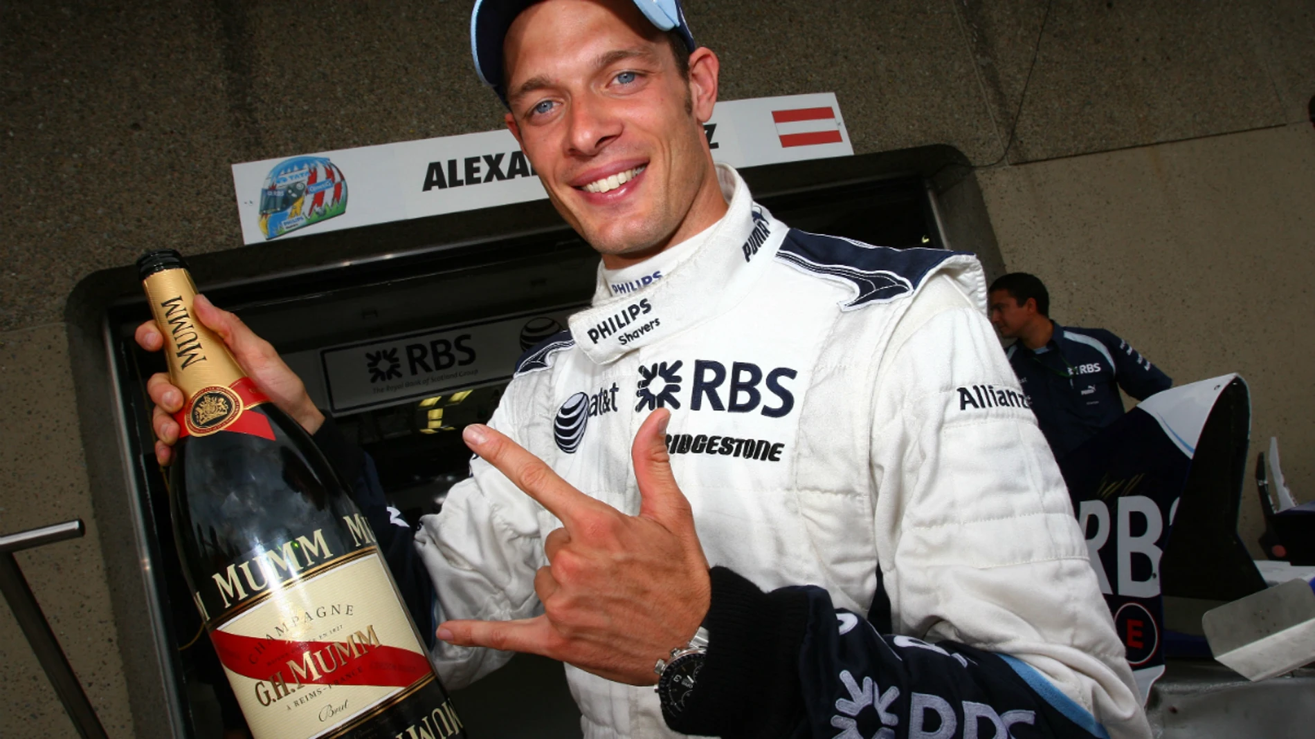 Alex Wurz celebra un podio con Williams