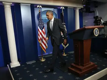 Barack Obama, al finalizar su comparecencia Barack Obama, al finalizar su comparecencia