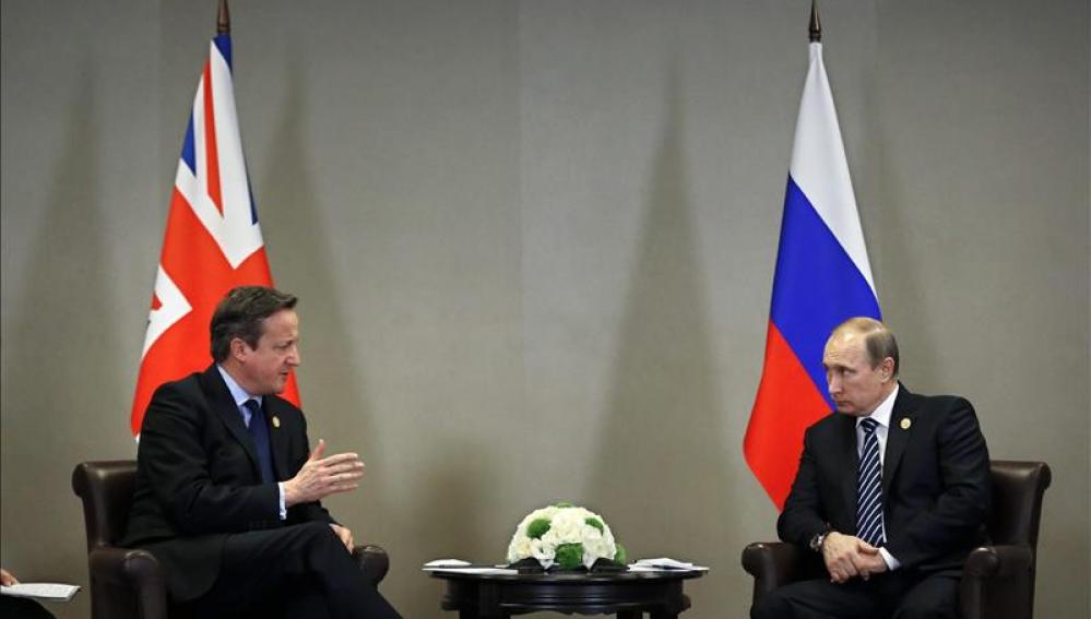 Vladimir Putin y David Cameron durante el G-20