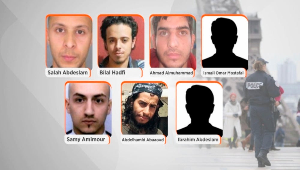 Los siete terroristas implicados en los atentados de París