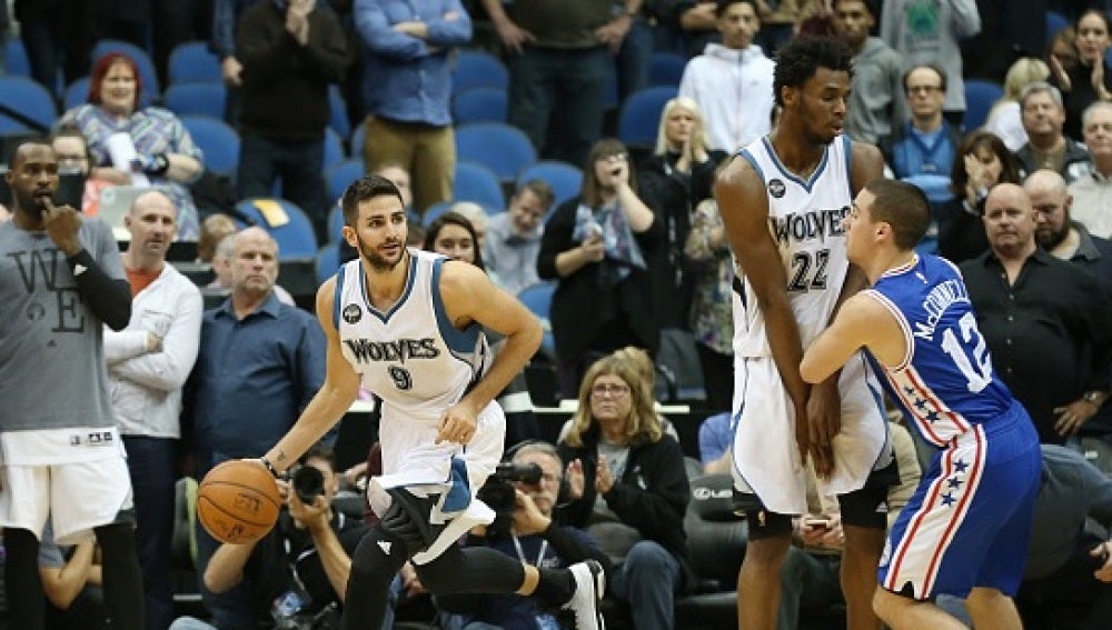 Ricky Rubio, en acción ante los Sixers