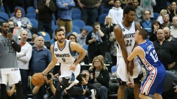 Ricky Rubio, en acción ante los Sixers