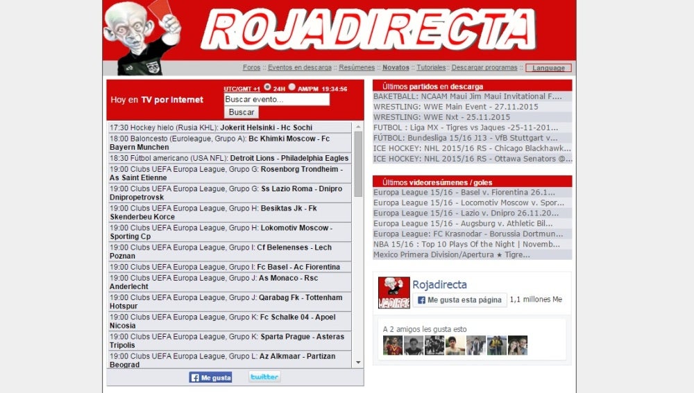 Página web de Rojadirecta