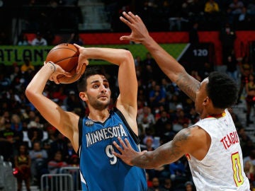 Ricky Rubio, en acción ante los Hawks