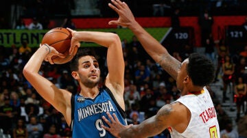 Ricky Rubio, en acción ante los Hawks