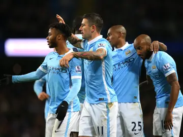 Los jugadores del Manchester City celebran un gol Los jugadores del Manchester City celebran un gol