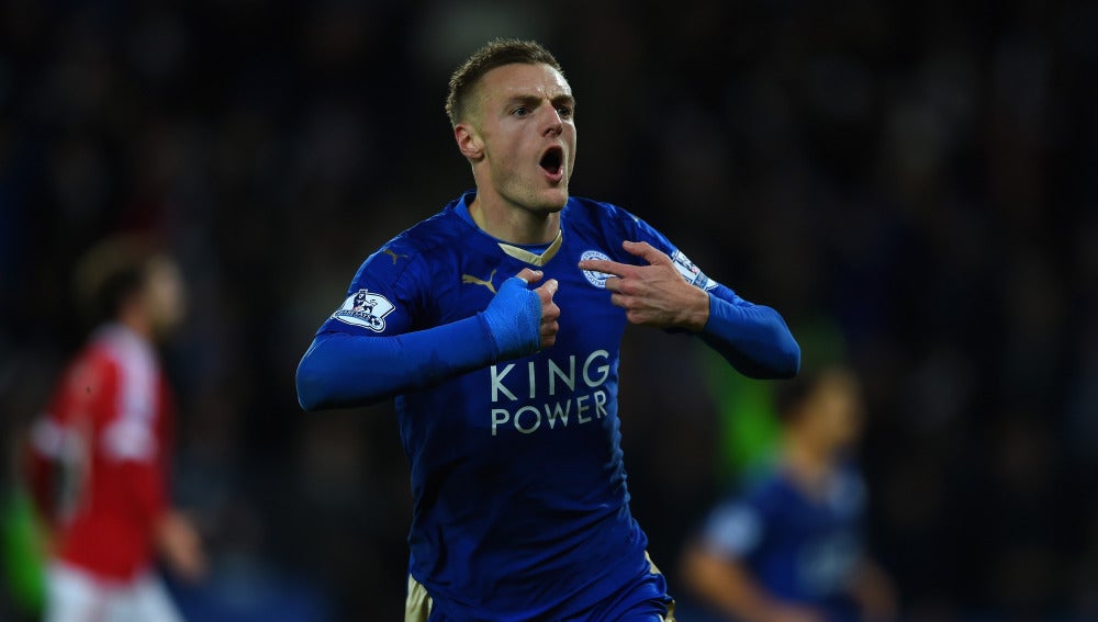 Jamie Vardy celebra un gol ante el Manchester United