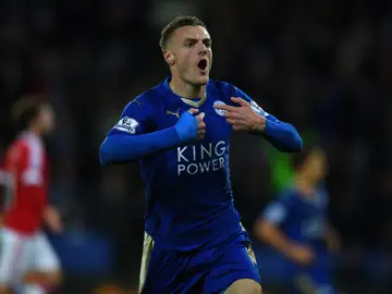 Jamie Vardy celebra un gol ante el Manchester United Jamie Vardy celebra un gol ante el Manchester United