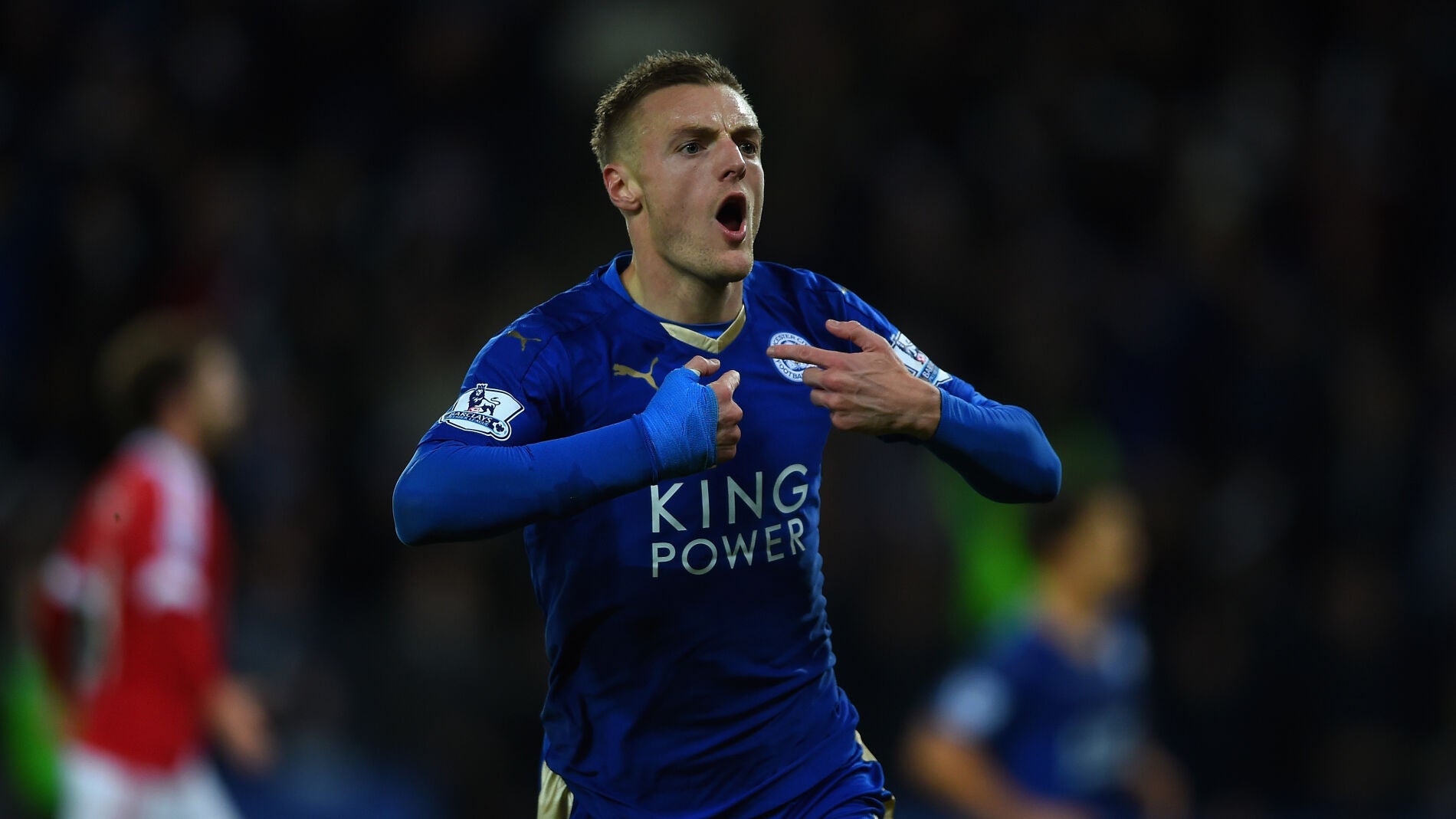 Jamie Vardy celebra un gol ante el Manchester United