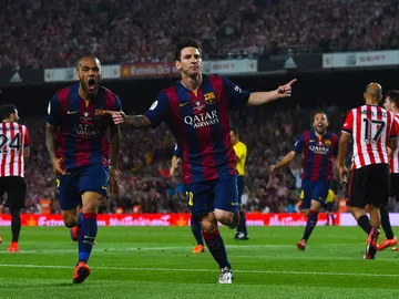 Messi celebra el gol ante el Athletic en la final de la Copa del Rey Messi celebra el gol ante el Athletic en la final de la Copa del Rey