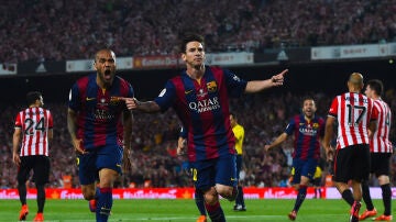 Messi celebra el gol ante el Athletic en la final de la Copa del Rey