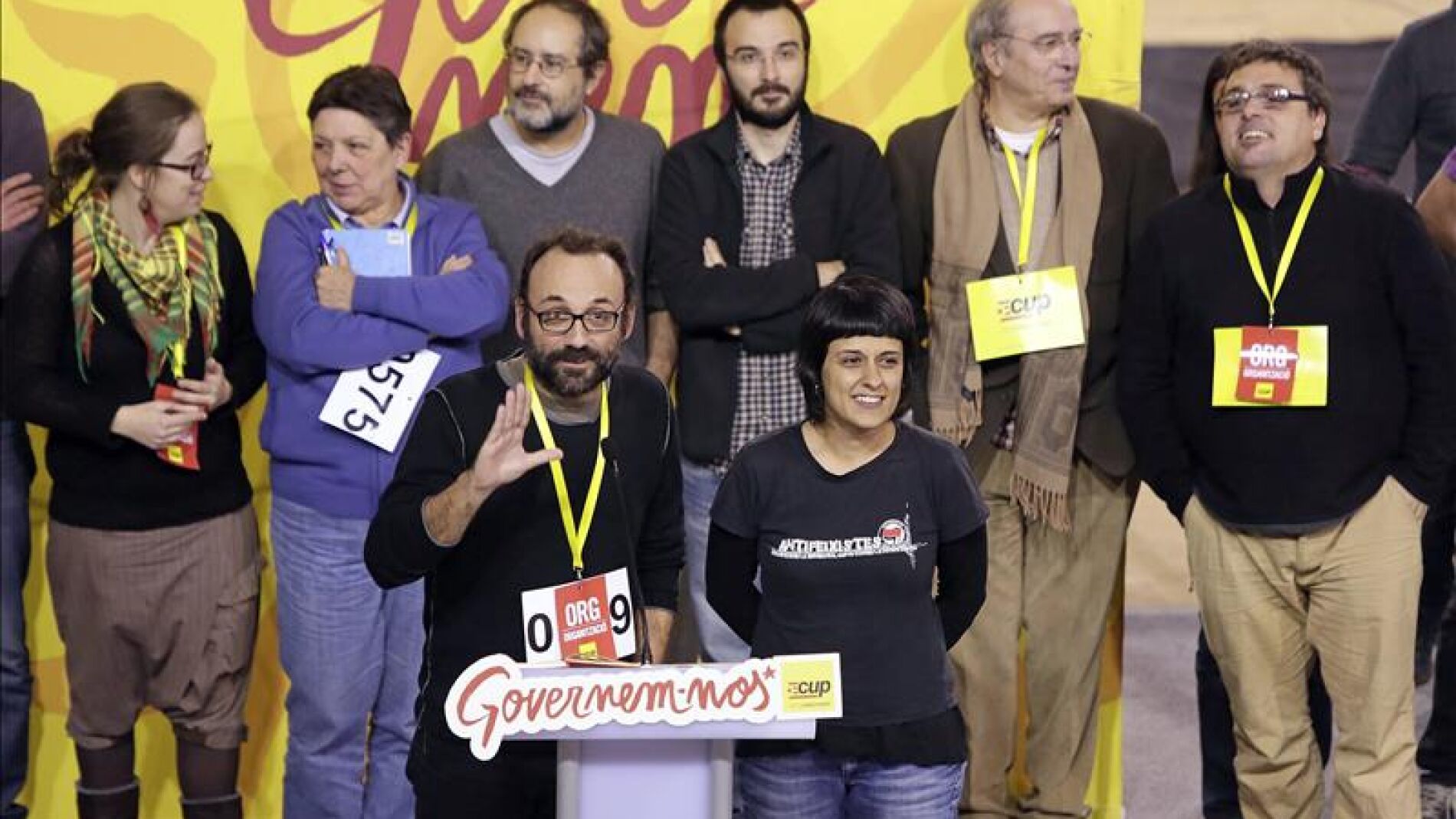 El diputado de la CUP Benet Salelles durante su intervenci&oacute;n en un acto 