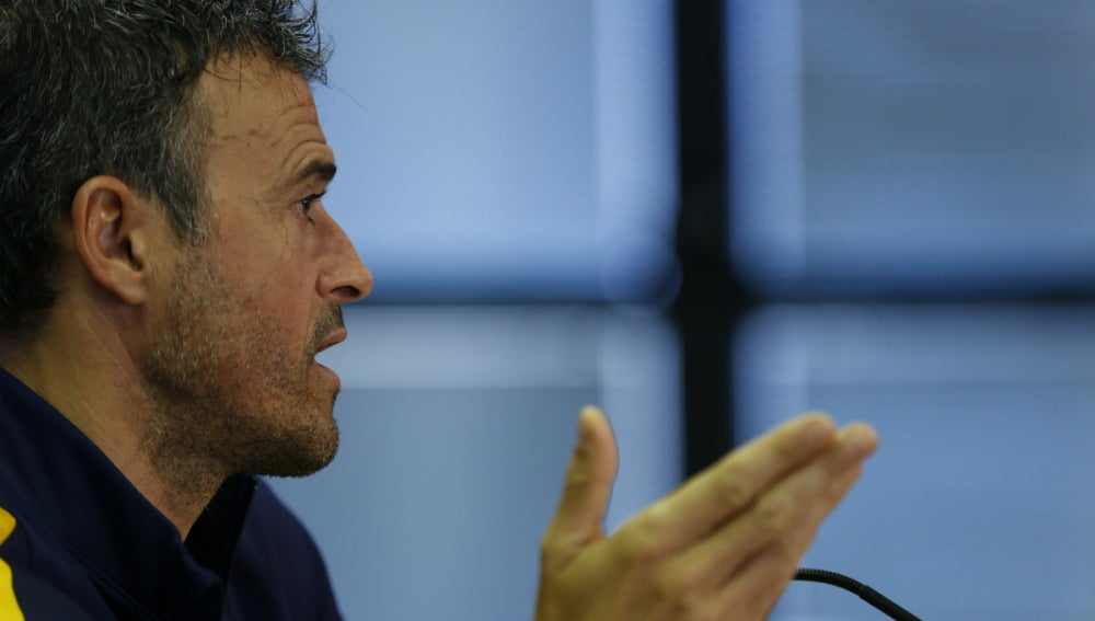 Luis Enrique, durante una rueda de prensa
