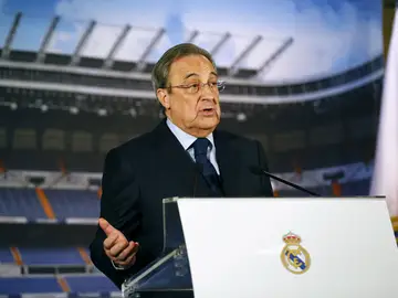 Florentino Pérez, durante la comparecencia de prensa Florentino Pérez, durante la comparecencia de prensa