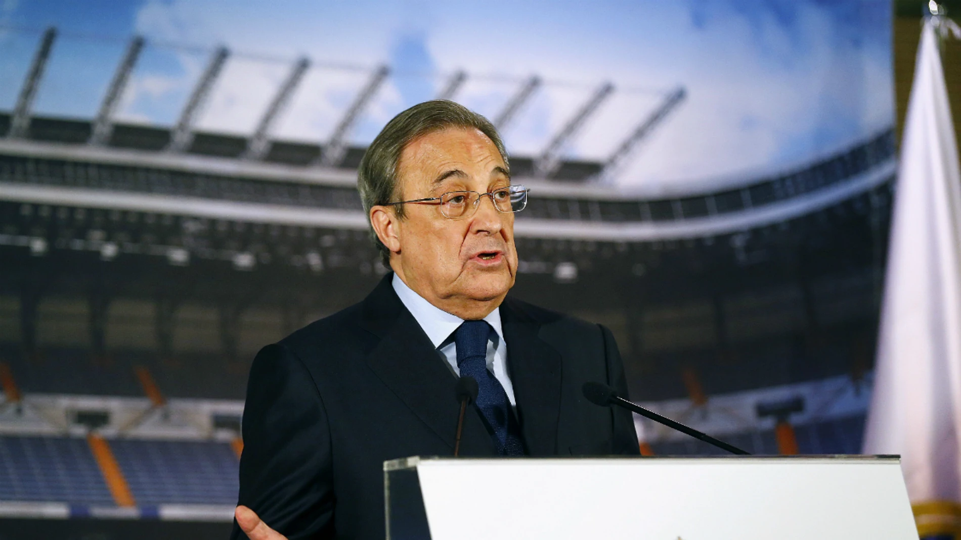 Florentino Pérez, durante la comparecencia de prensa Florentino Pérez, durante la comparecencia de prensa