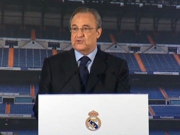 Florentino Pérez, durante la rueda de prensa