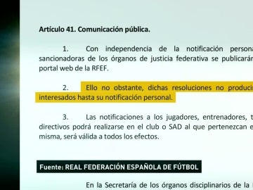 El artículo 41.2 de la RFEF