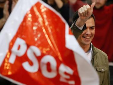 Pedro Sánchez en un acto de campaña