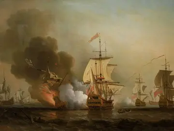 Pintura de la batalla entre el galeón San José y el navío inglés Pintura de la batalla entre el galeón San José y el navío inglés