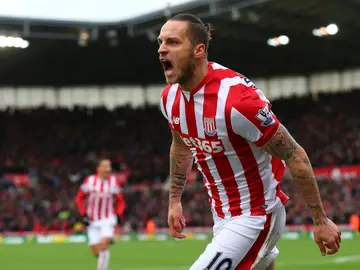 Marko Arnautovic celebra un gol frente al Manchester City Marko Arnautovic celebra un gol frente al Manchester City