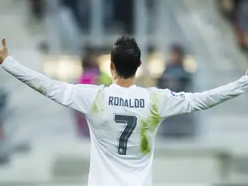 Cristiano celebra un gol con el Real Madrid Cristiano celebra un gol con el Real Madrid