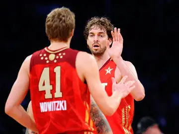 Pau Gasol y Dirk Nowitzki durante el All Star Pau Gasol y Dirk Nowitzki durante el All Star