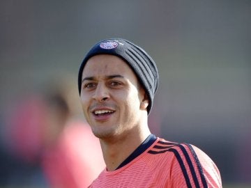 Thiago, durante el entrenamiento del Bayern de Munich
