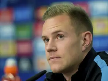 Ter Stegen durante la conferencia de prensa Ter Stegen durante la conferencia de prensa