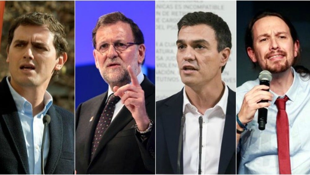 Rivera, Rajoy, Sánchez e Iglesias