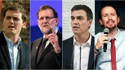 Rivera, Rajoy, Sánchez e Iglesias Rivera, Rajoy, Sánchez e Iglesias