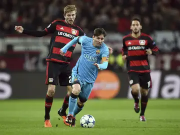 Messi, en acción ante el Bayer Leverkusen Messi, en acción ante el Bayer Leverkusen