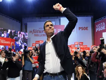 Pedro Sánchez durante el mitin de Toledo Pedro Sánchez durante el mitin de Toledo