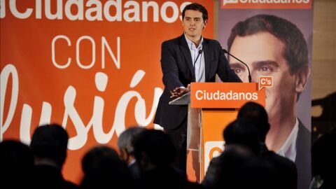 Albert Rivera durante un acto de campa&ntilde;a