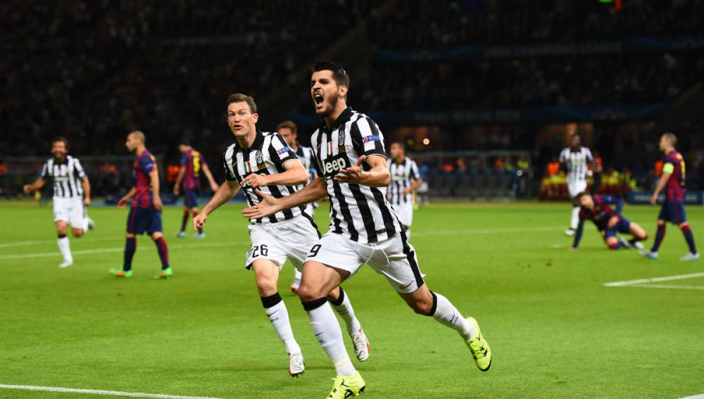 Álvaro Morata celebra su gol en la final de la Champions ante el Barcelona