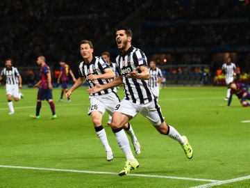 Álvaro Morata celebra su gol en la final de la Champions ante el Barcelona
