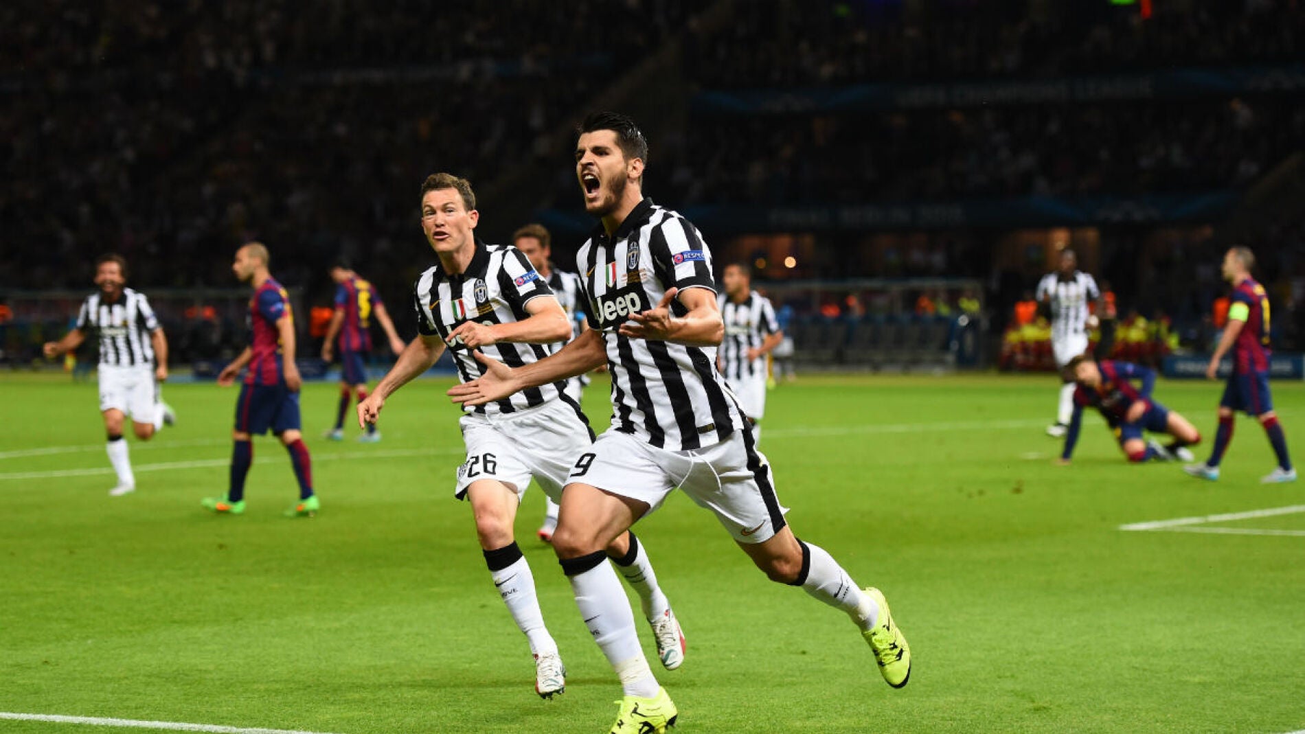 &Aacute;lvaro Morata celebra su gol en la final de la Champions ante el Barcelona